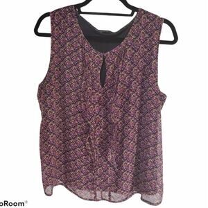 Ann Taylor Loft | Modern Print Tank Top with Ruffles